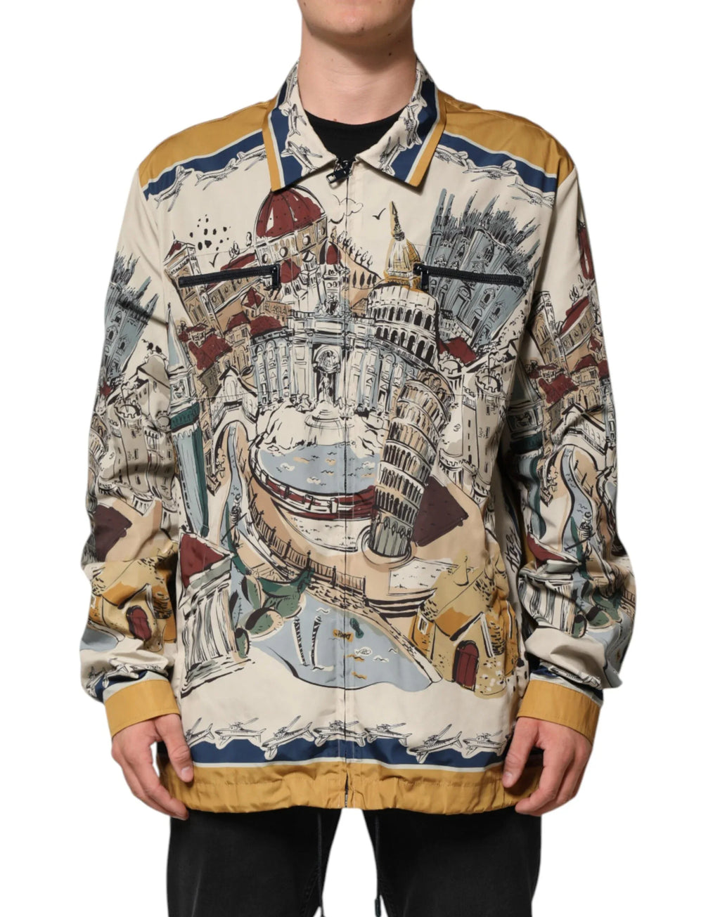Dolce & Gabbana Multicolor Italian Motif Men Bomber Jacket - Zeiniez