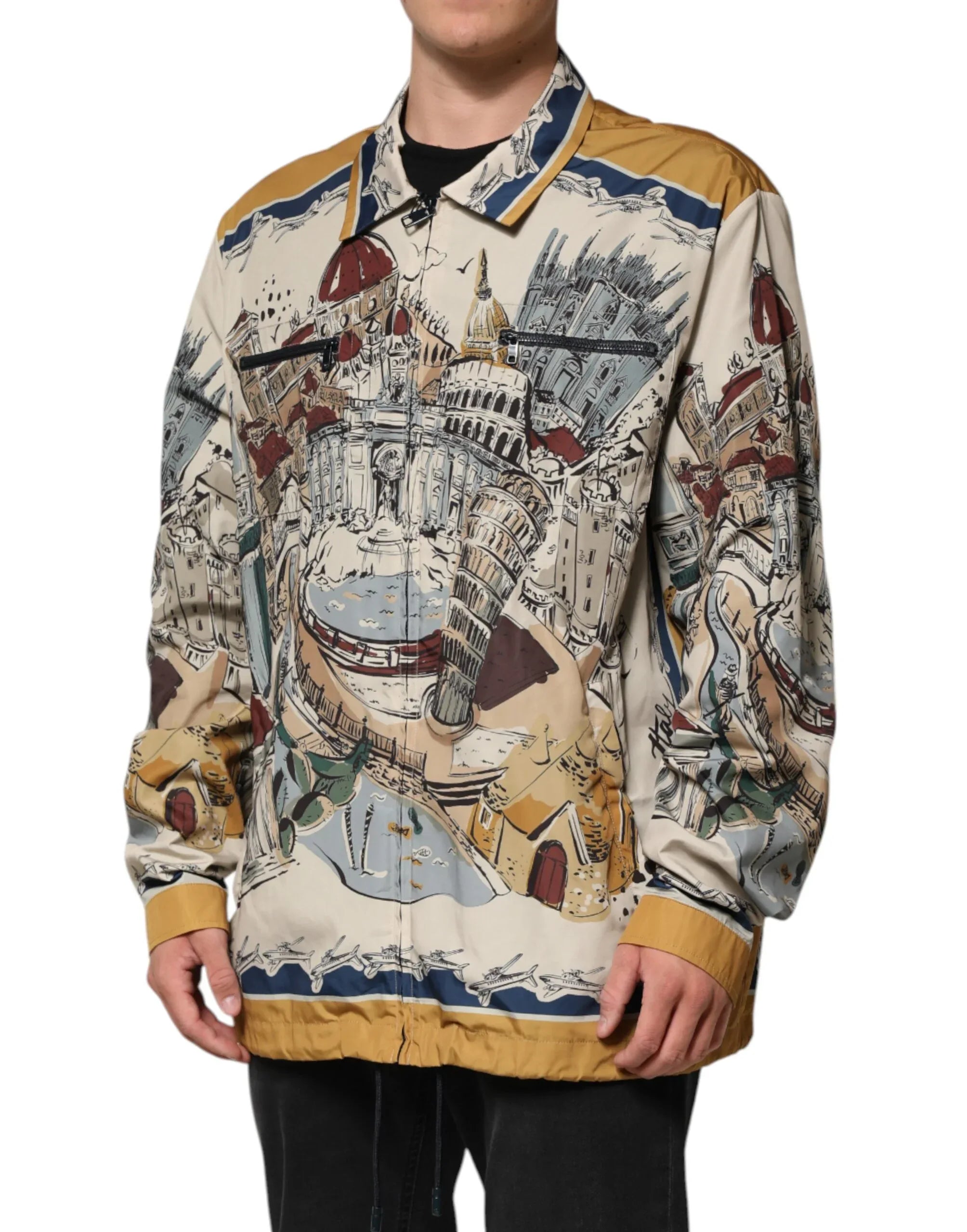 Dolce & Gabbana Multicolor Italian Motif Men Bomber Jacket - Zeiniez