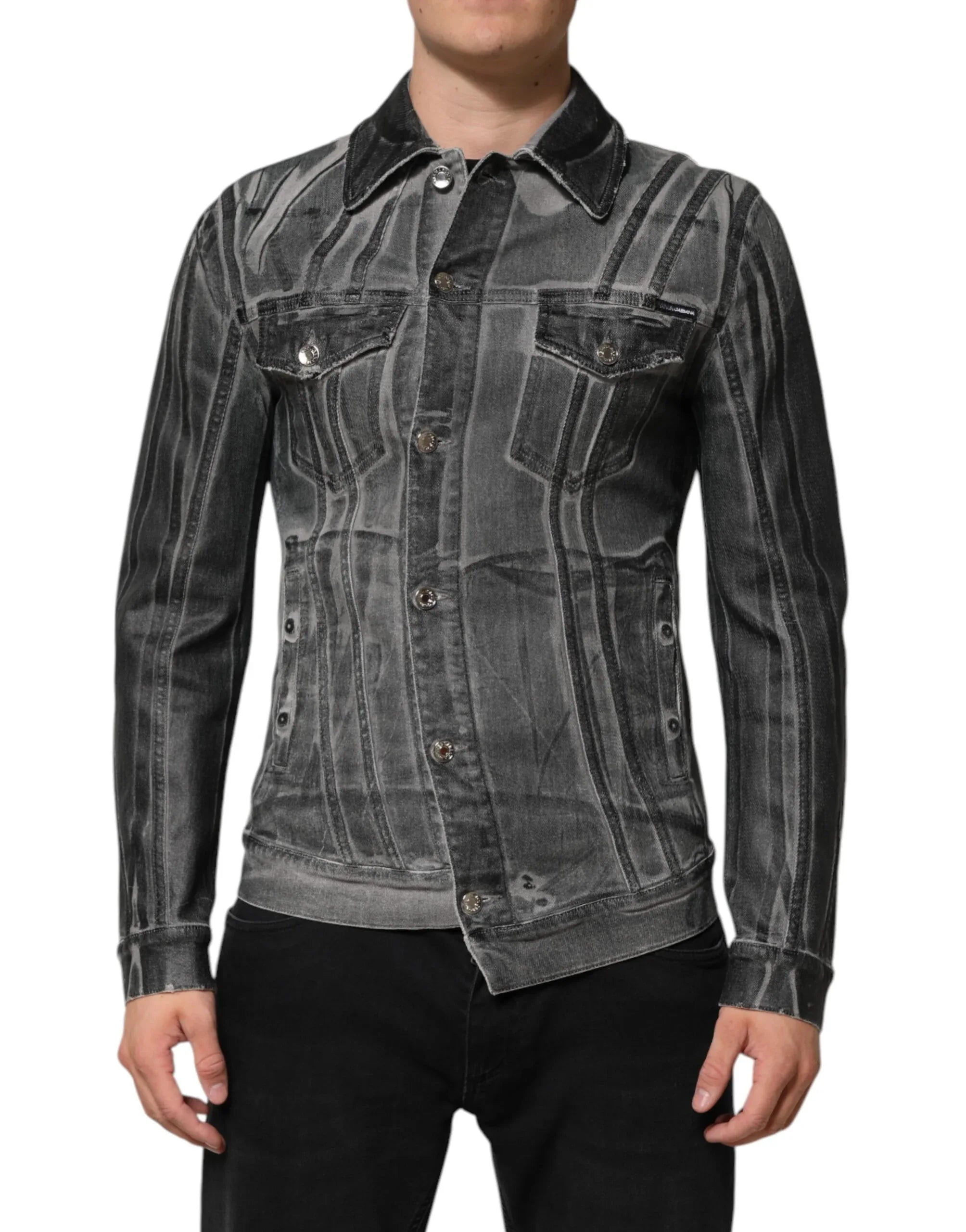 Dolce & Gabbana Gray Washed Cotton Stretch Denim Jacket - Zeiniez
