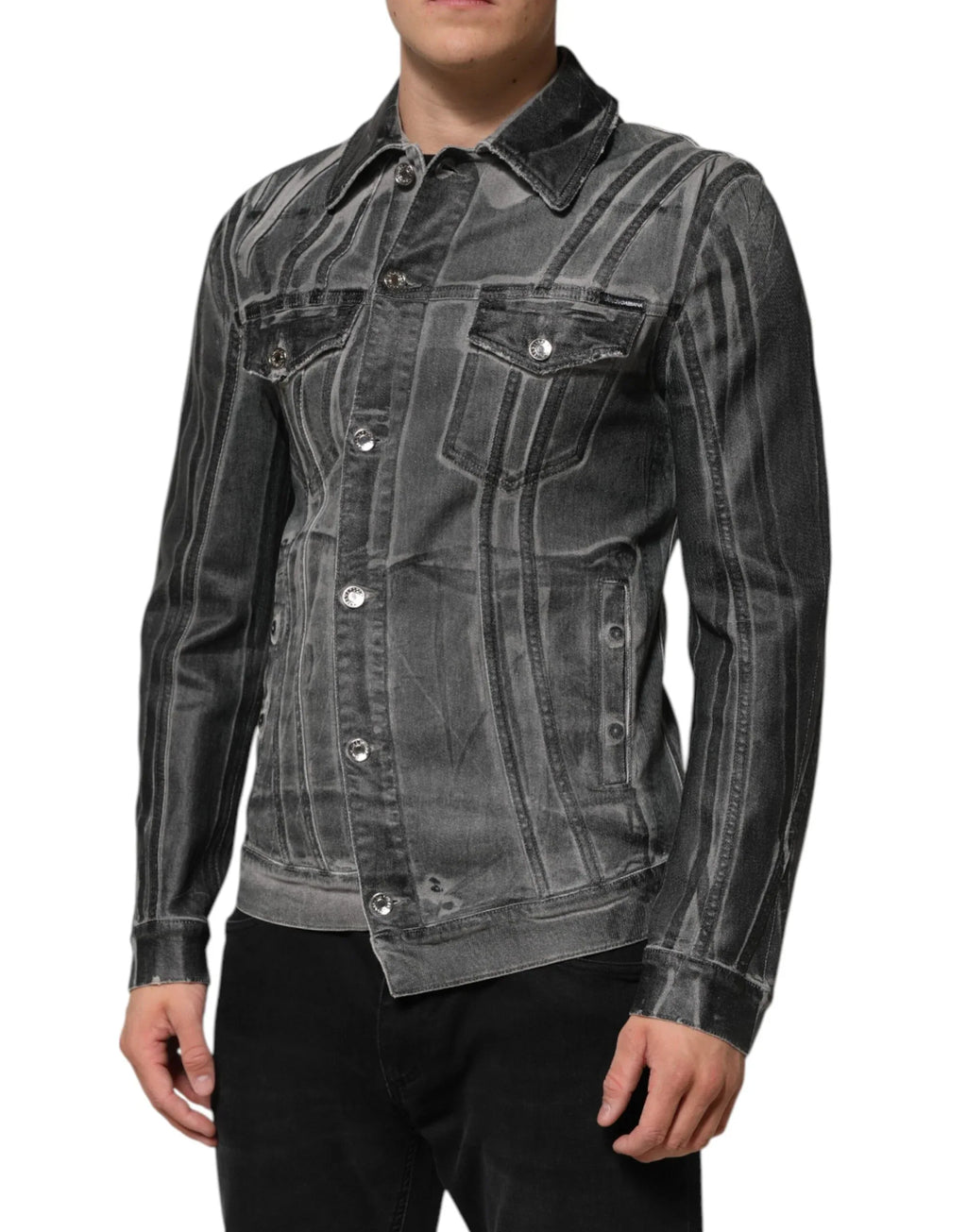 Dolce & Gabbana Gray Washed Cotton Stretch Denim Jacket - Zeiniez
