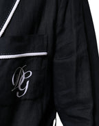 Dolce & Gabbana Dark Blue DG Embroidery Jacket Robe Blazer - Zeiniez