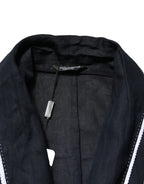 Dolce & Gabbana Dark Blue DG Embroidery Jacket Robe Blazer