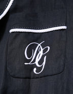 Dolce & Gabbana Dark Blue DG Embroidery Jacket Robe Blazer