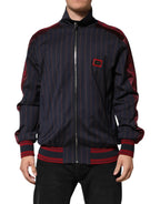 Dolce & Gabbana Blue Red Striped Logo Plaque Full Zip Jacket - Zeiniez