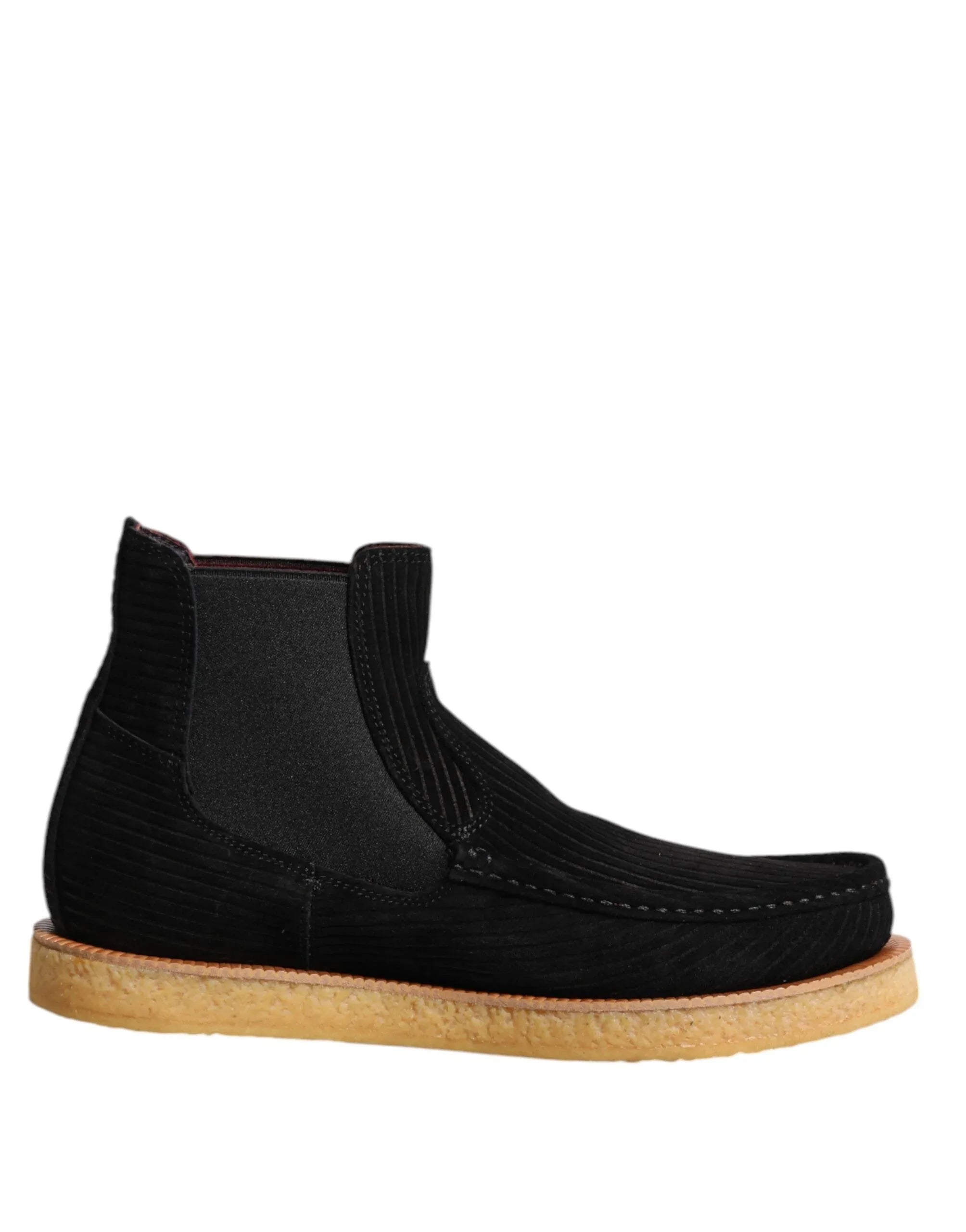 Dolce & Gabbana Black Calf Suede Slip On Ankle Boots Shoes - Zeiniez
