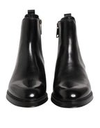 Dolce & Gabbana Black Chelsea Leather Mid Calf Boots Shoes - Zeiniez