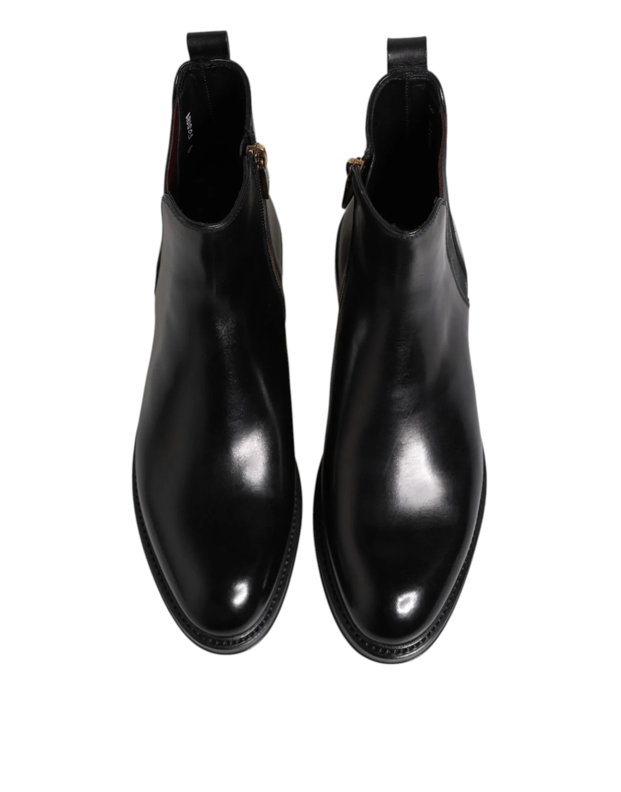 Dolce & Gabbana Black Chelsea Leather Mid Calf Boots Shoes - Zeiniez