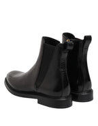 Dolce & Gabbana Black Chelsea Leather Mid Calf Boots Shoes - Zeiniez