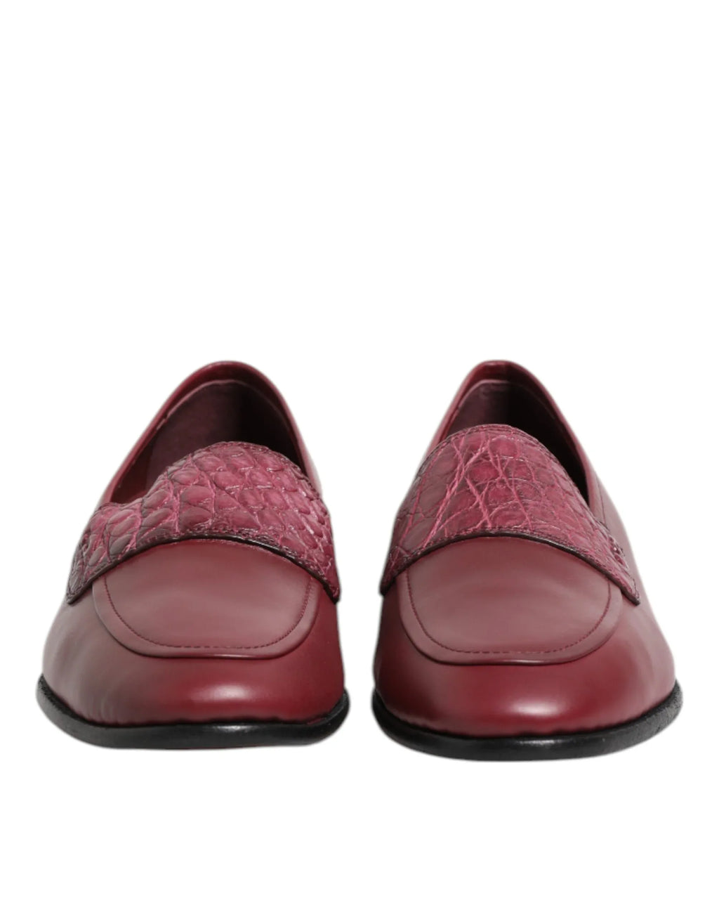 Dolce & Gabbana Burgundy Leather Formal Slip On Shoes - Zeiniez