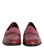 Dolce & Gabbana Burgundy Leather Formal Slip On Shoes - Zeiniez
