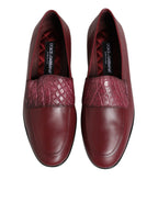 Dolce & Gabbana Burgundy Leather Formal Slip On Shoes
