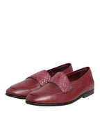 Dolce & Gabbana Burgundy Leather Formal Slip On Shoes - Zeiniez