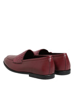 Dolce & Gabbana Burgundy Leather Formal Slip On Shoes - Zeiniez