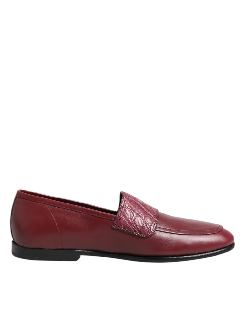 Dolce & Gabbana Burgundy Leather Formal Slip On Shoes - Zeiniez