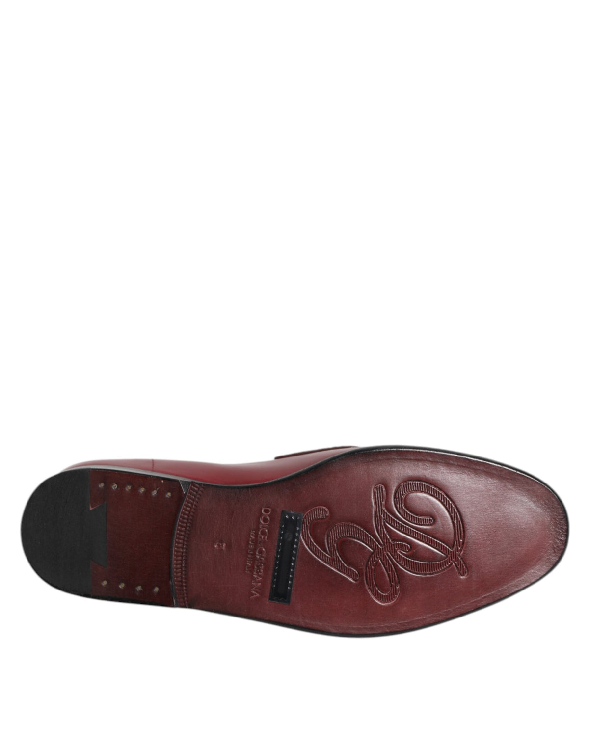 Dolce & Gabbana Burgundy Leather Formal Slip On Shoes