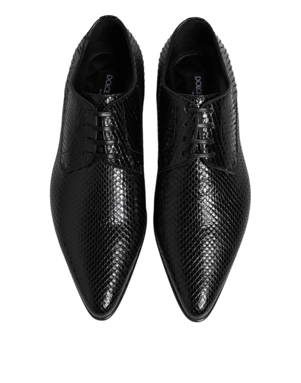 Dolce & Gabbana Black Exotic Leather Lace Up Derby Shoes - Zeiniez