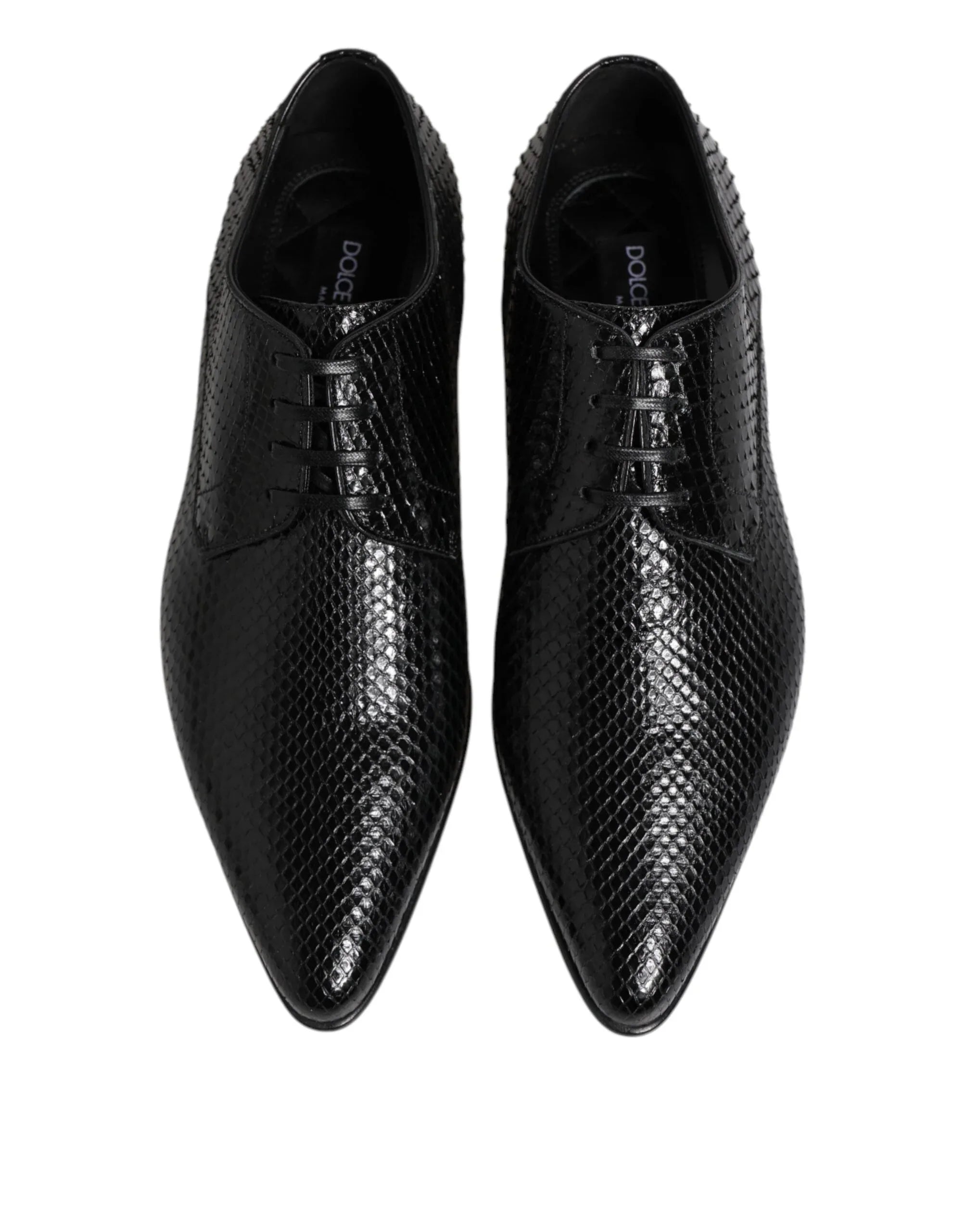 Dolce & Gabbana Black Exotic Leather Lace Up Derby Shoes - Zeiniez