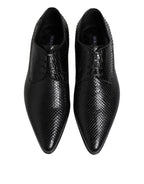 Dolce & Gabbana Black Exotic Leather Lace Up Derby Shoes
