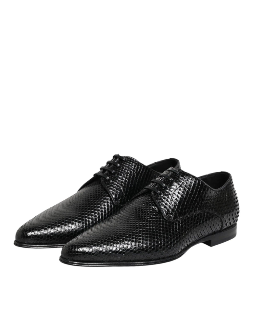 Dolce & Gabbana Black Exotic Leather Lace Up Derby Shoes - Zeiniez