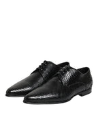 Dolce & Gabbana Black Exotic Leather Lace Up Derby Shoes - Zeiniez