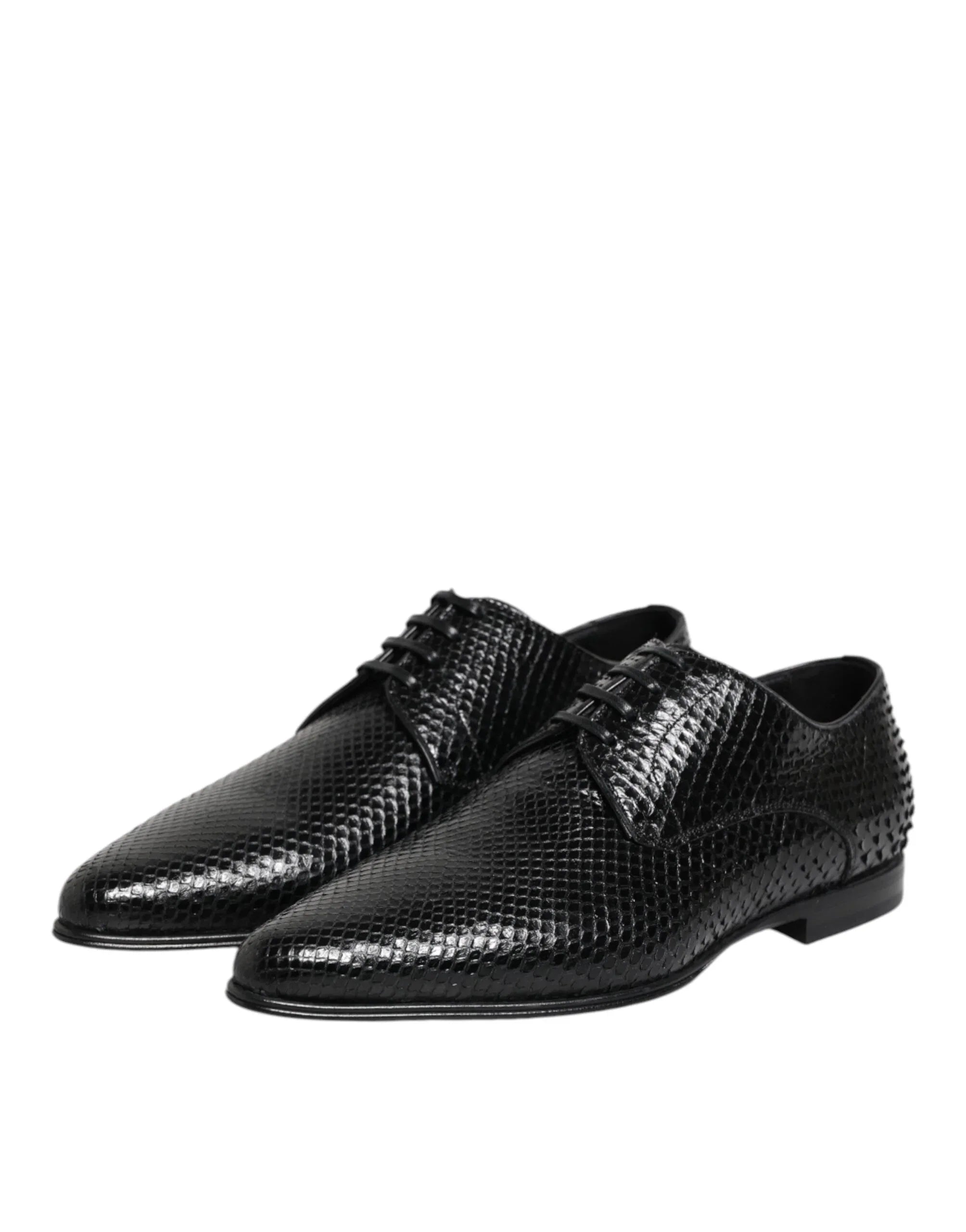 Dolce & Gabbana Black Exotic Leather Lace Up Derby Shoes - Zeiniez