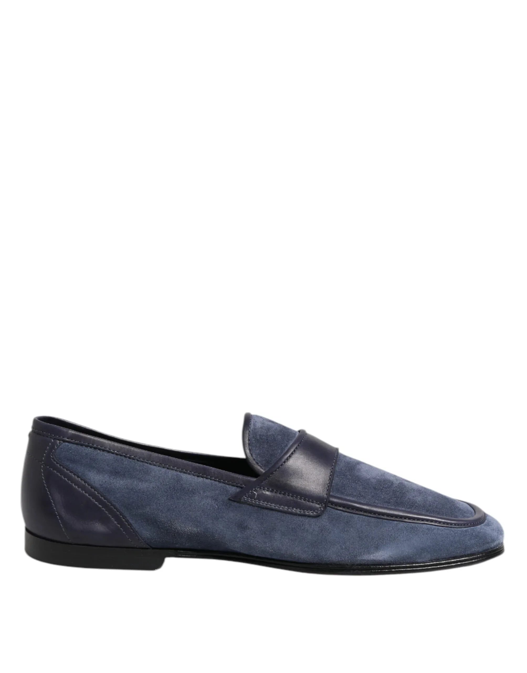 Dolce & Gabbana Blue Suede Leather Loafers Moccasin Shoes - Zeiniez