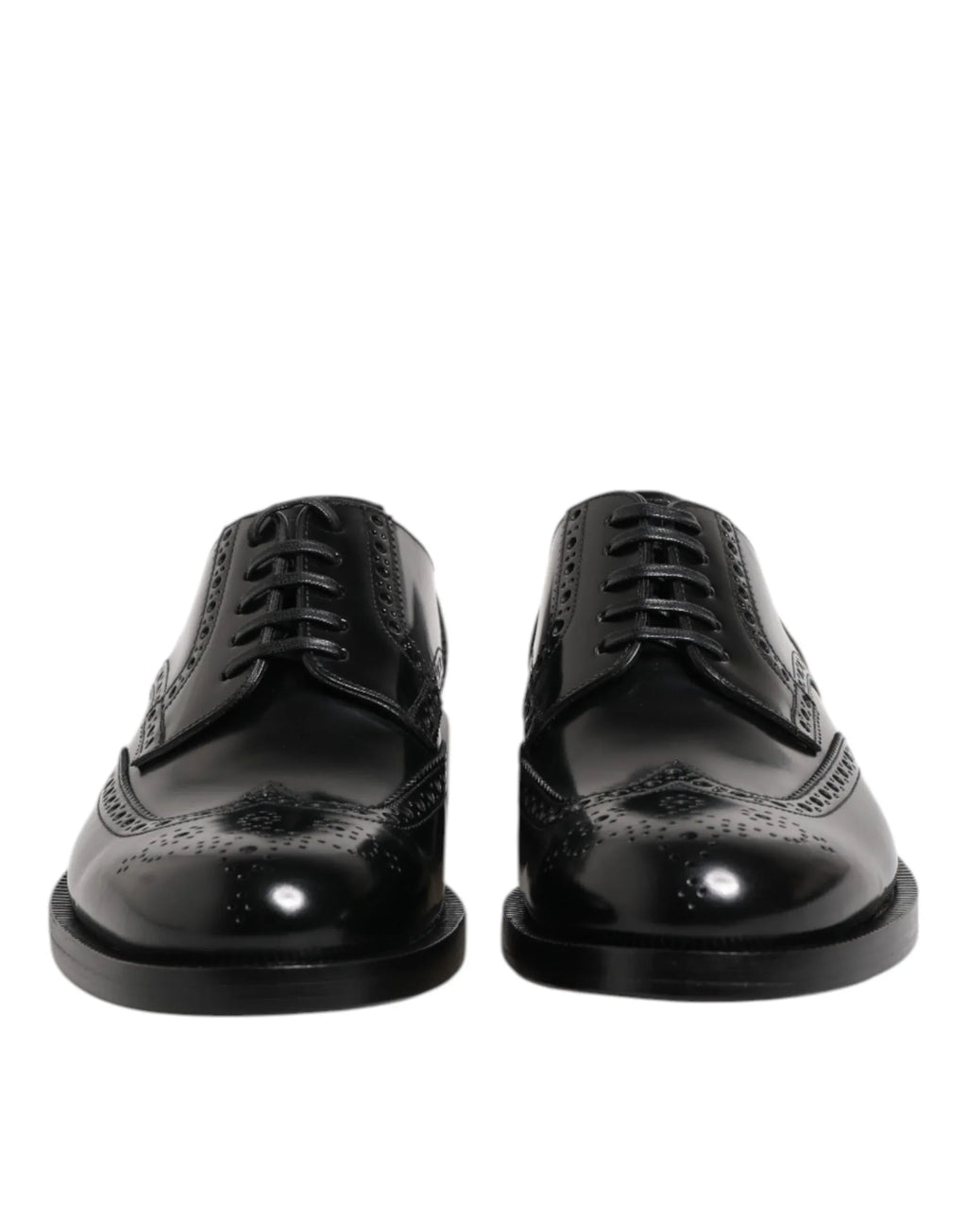 Dolce & Gabbana Black Leather Derby Wingtip Formal Shoes - Zeiniez