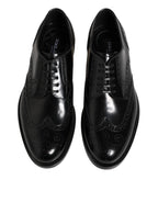 Dolce & Gabbana Black Leather Derby Wingtip Formal Shoes - Zeiniez
