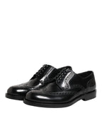 Dolce & Gabbana Black Leather Derby Wingtip Formal Shoes - Zeiniez