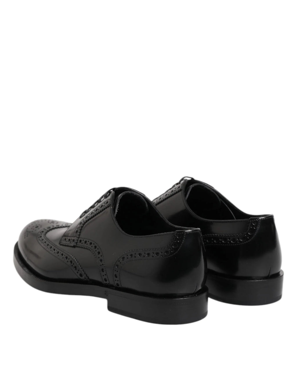 Dolce & Gabbana Black Leather Derby Wingtip Formal Shoes - Zeiniez