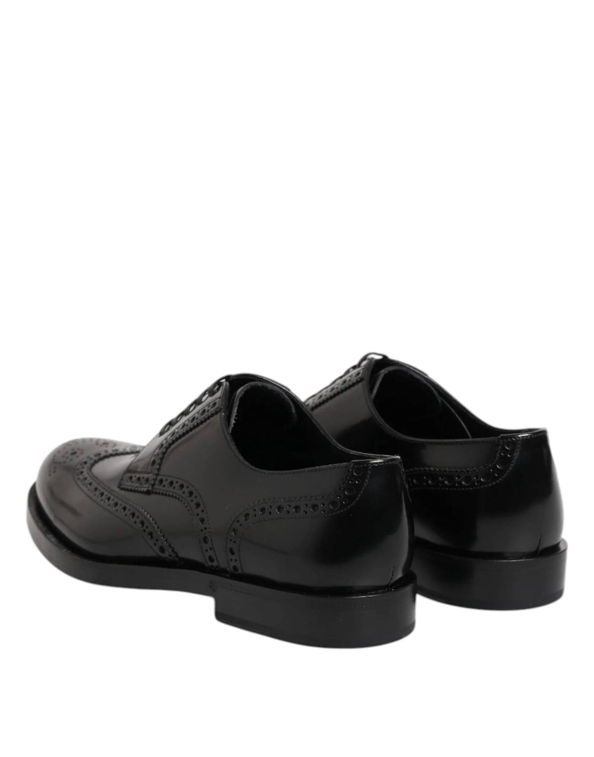 Dolce & Gabbana Black Leather Derby Wingtip Formal Shoes - Zeiniez