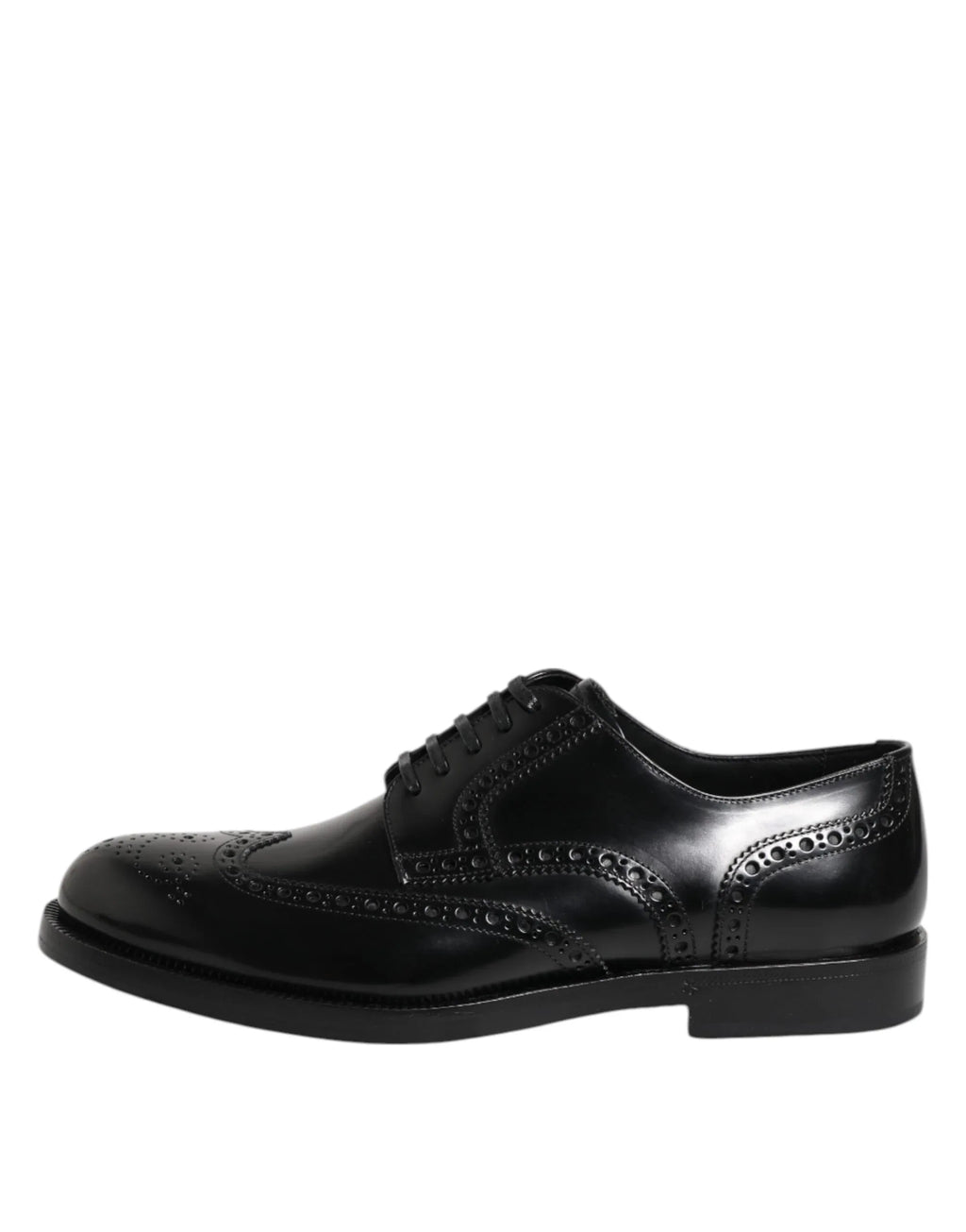 Dolce & Gabbana Black Leather Derby Wingtip Formal Shoes - Zeiniez