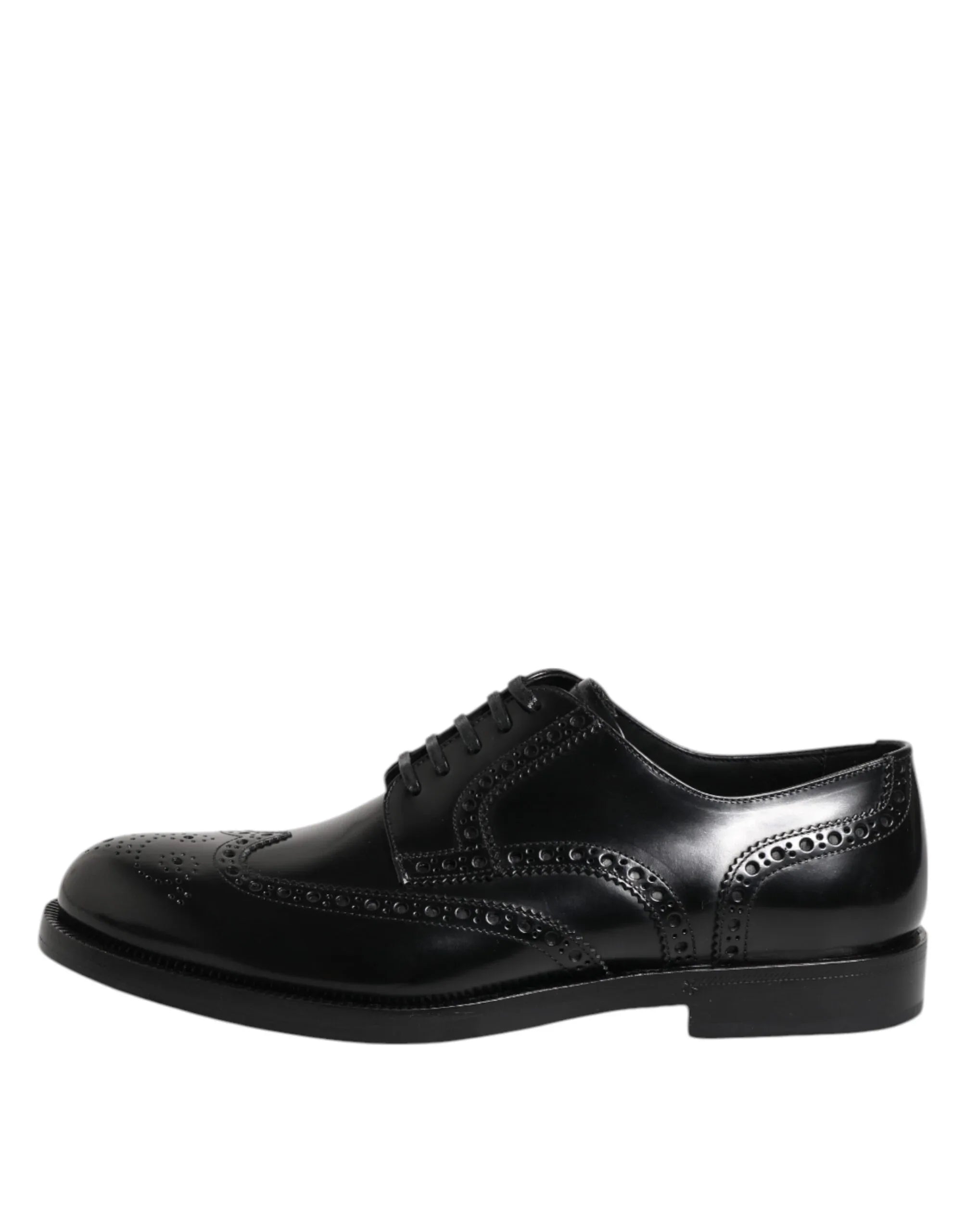Dolce & Gabbana Black Leather Derby Wingtip Formal Shoes - Zeiniez