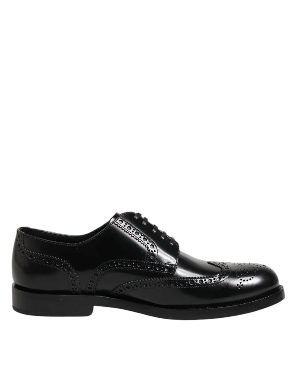 Dolce & Gabbana Black Leather Derby Wingtip Formal Shoes - Zeiniez