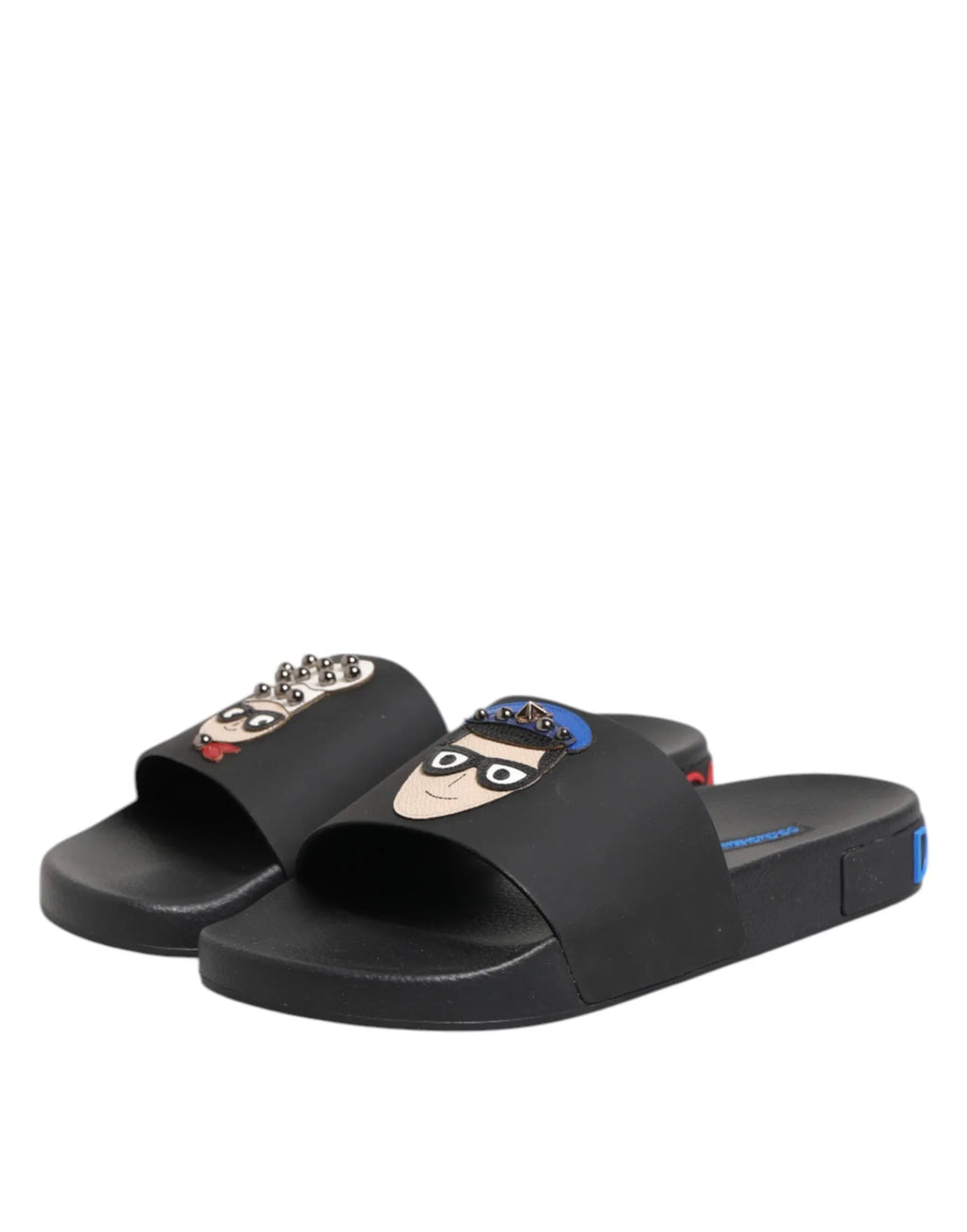 Dolce & Gabbana Black Leather Slides Flats Beachwear Shoes - Zeiniez