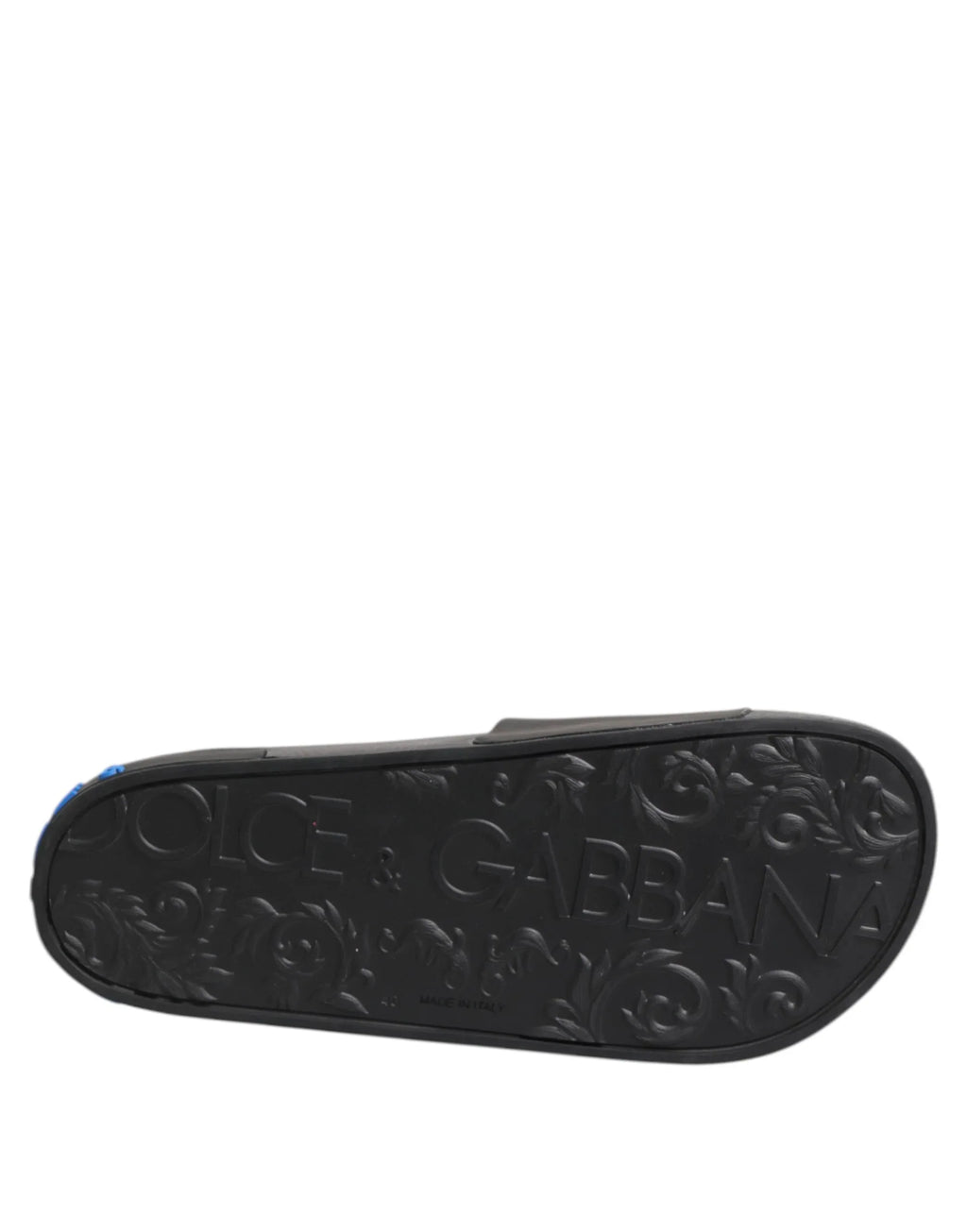 Dolce & Gabbana Black Leather Slides Flats Beachwear Shoes - Zeiniez