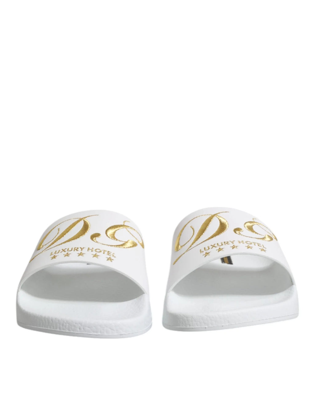 Dolce & Gabbana White Leather Slides Sandals Beachwear Shoes - Zeiniez