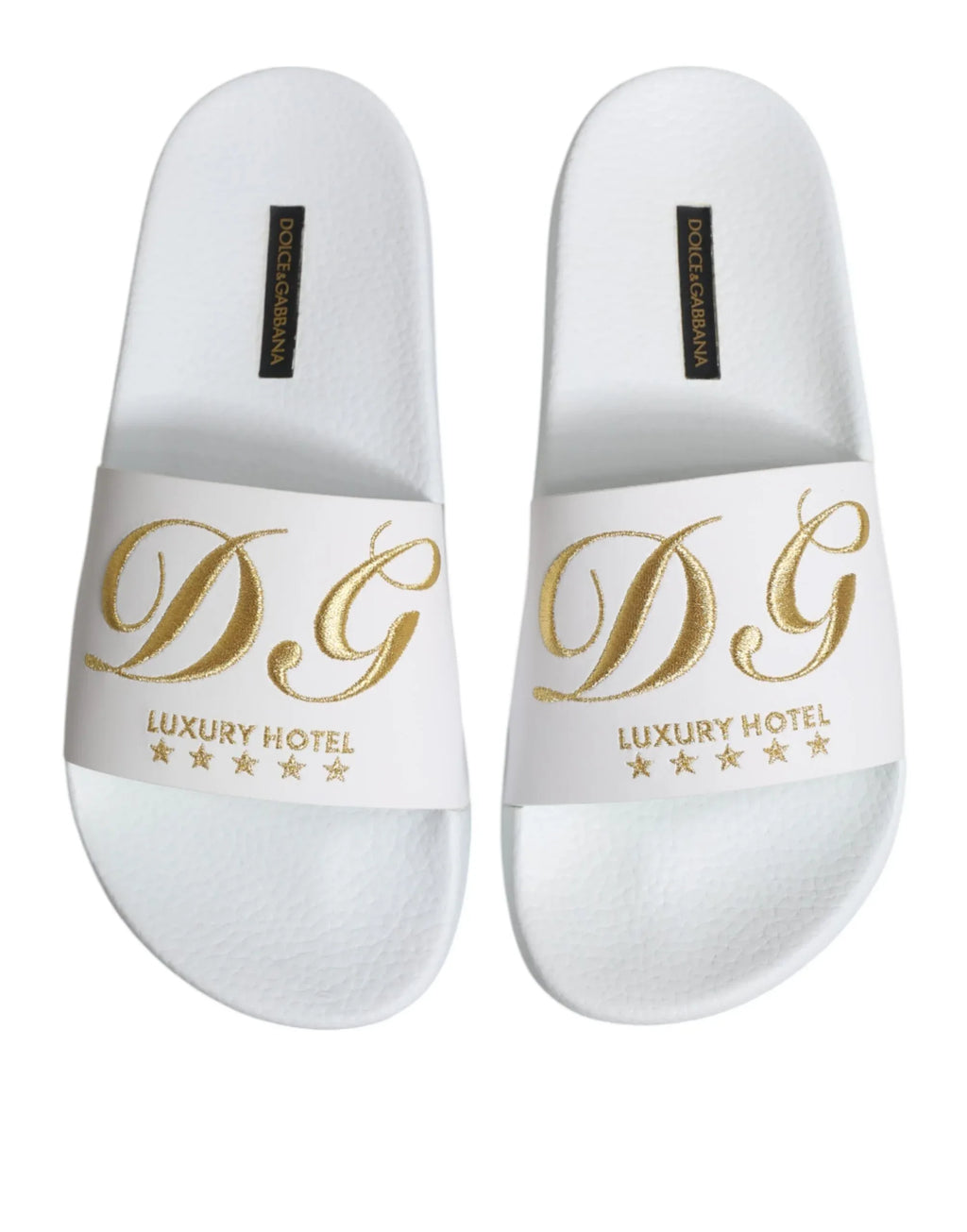 Dolce & Gabbana White Leather Slides Sandals Beachwear Shoes - Zeiniez
