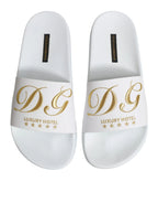 Dolce & Gabbana White Leather Slides Sandals Beachwear Shoes - Zeiniez