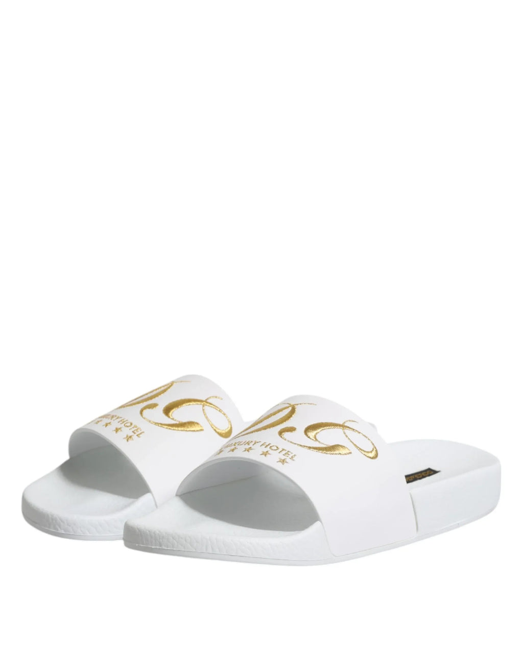 Dolce & Gabbana White Leather Slides Sandals Beachwear Shoes - Zeiniez