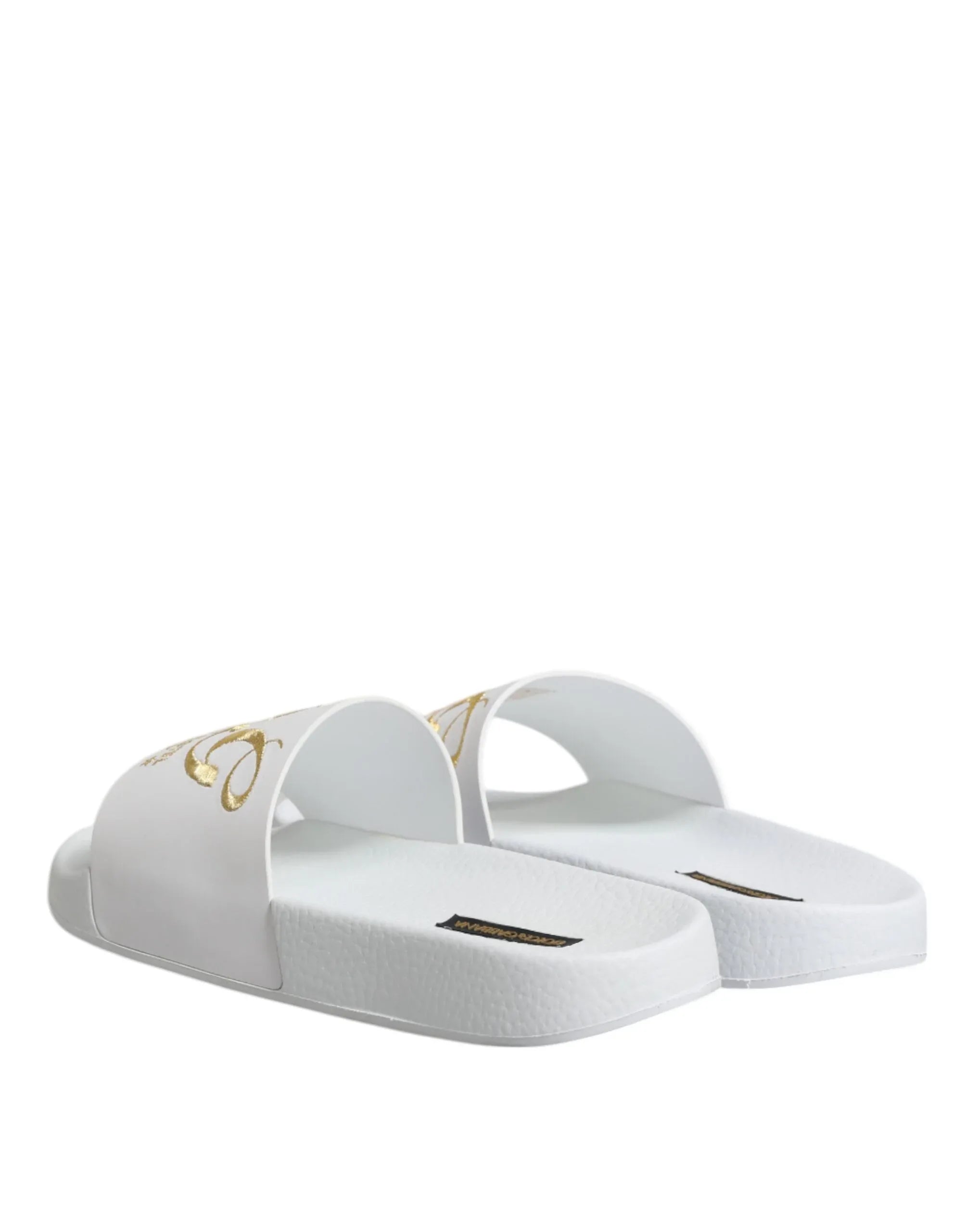Dolce & Gabbana White Leather Slides Sandals Beachwear Shoes - Zeiniez