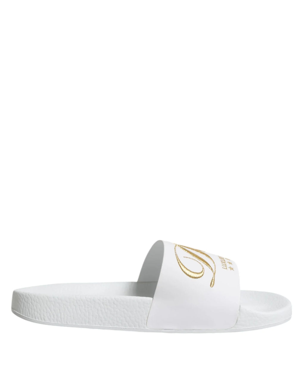 Dolce & Gabbana White Leather Slides Sandals Beachwear Shoes - Zeiniez
