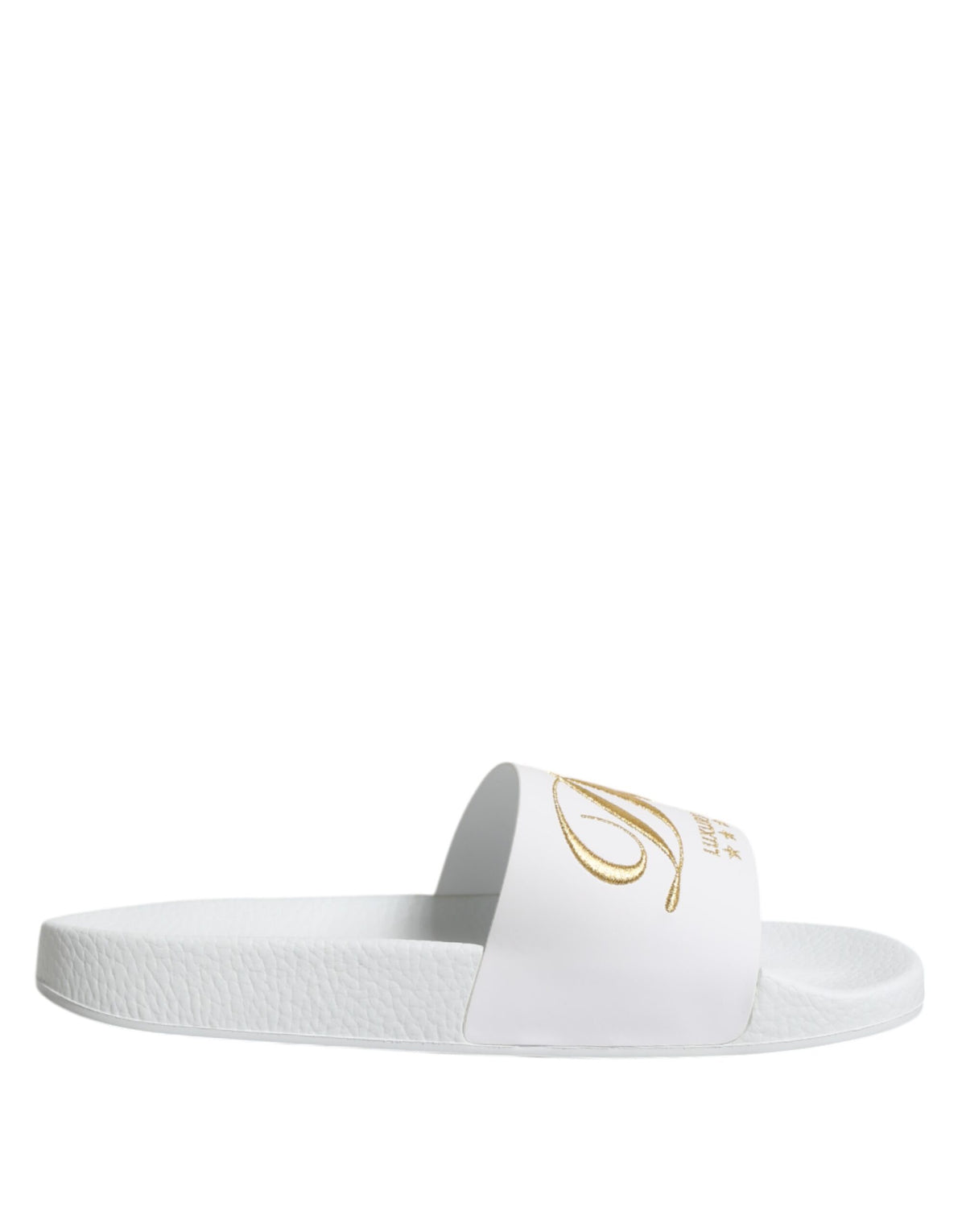 Dolce & Gabbana White Leather Slides Sandals Beachwear Shoes