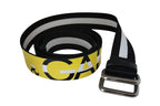 Dolce & Gabbana Black Yellow Logo Striped Metal Buckle Belt - Zeiniez