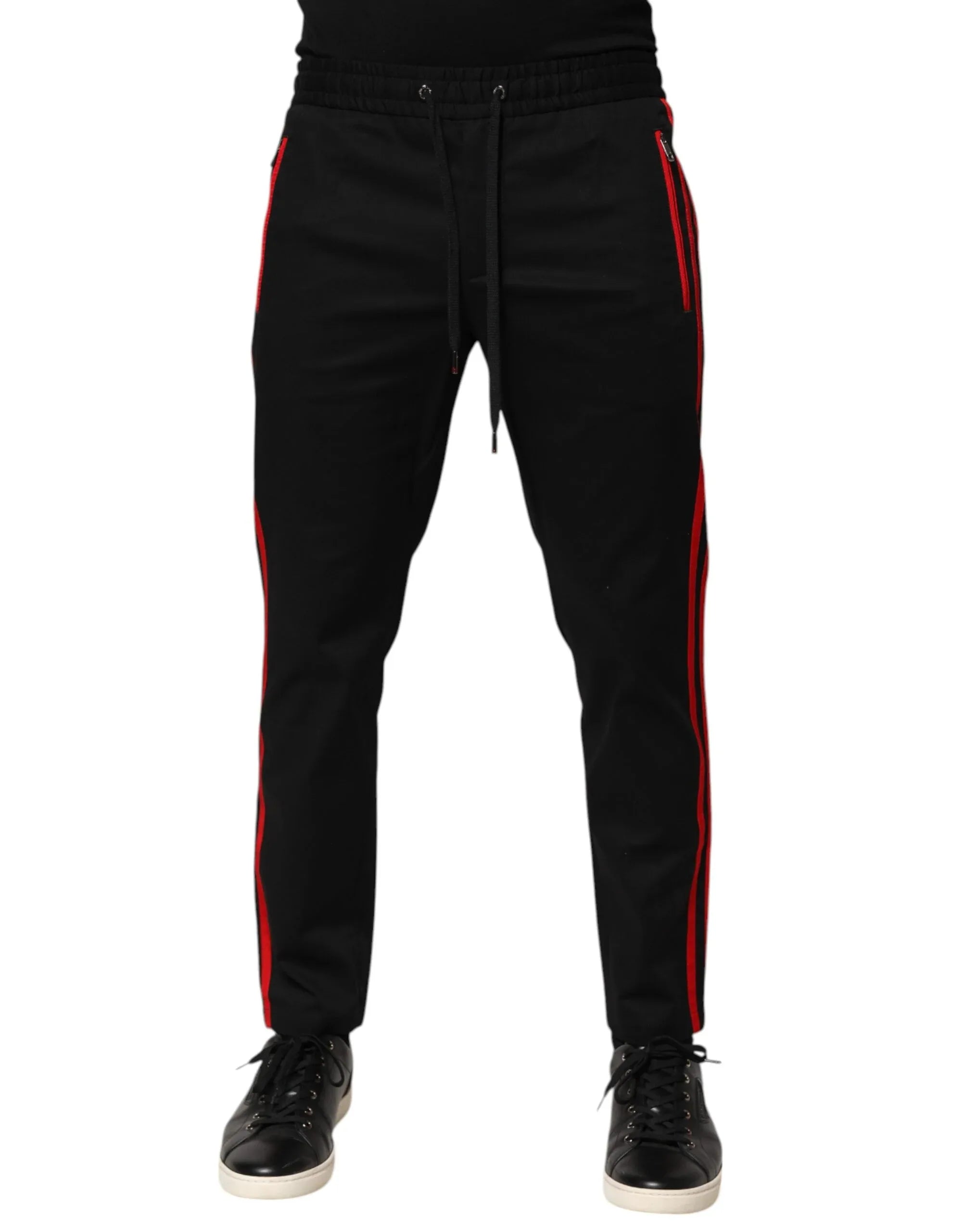 Dolce & Gabbana Red Stripe Cotton Logo Jogger Sweatpants Pants - Zeiniez