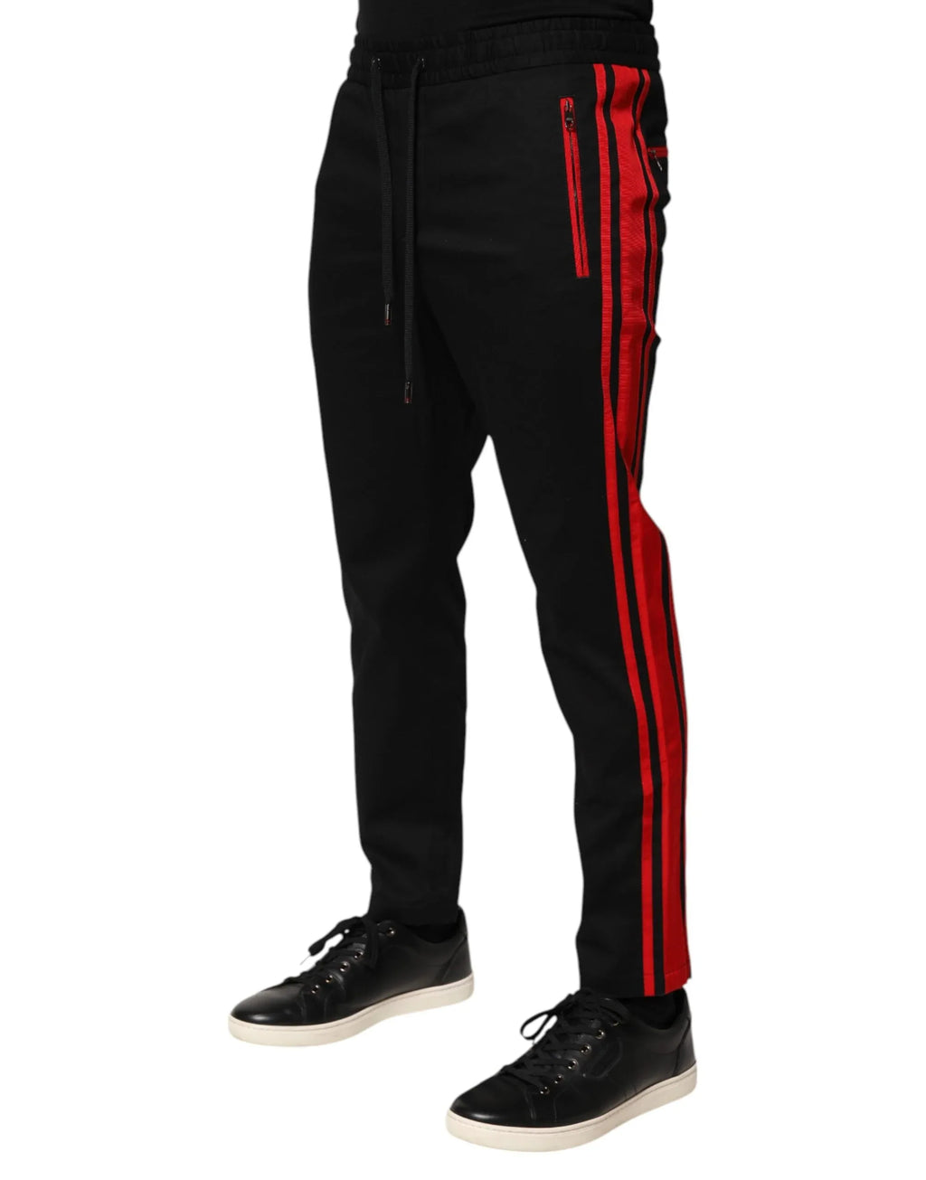 Dolce & Gabbana Red Stripe Cotton Logo Jogger Sweatpants Pants - Zeiniez