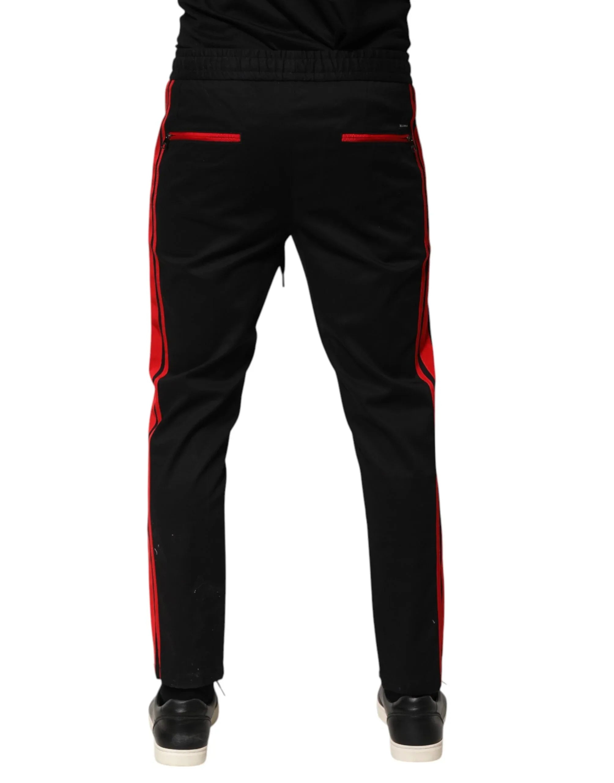 Dolce & Gabbana Red Stripe Cotton Logo Jogger Sweatpants Pants - Zeiniez