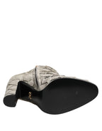 Dolce & Gabbana Off White Leather Heels Ankle Boots Shoes - Zeiniez