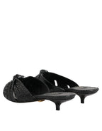Dolce & Gabbana Black Leather Heels Slides Sandals Shoes - Zeiniez