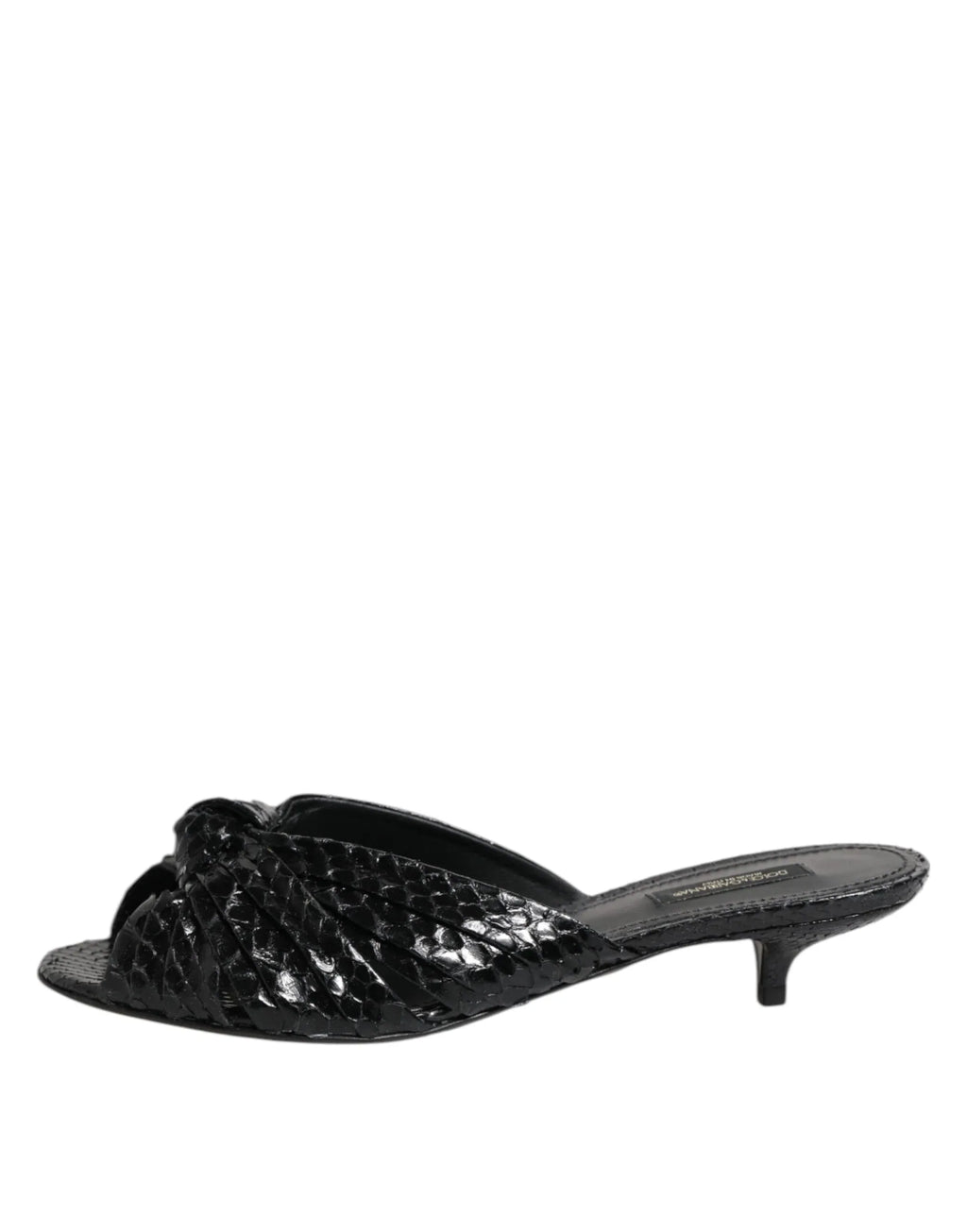 Dolce & Gabbana Black Leather Heels Slides Sandals Shoes - Zeiniez
